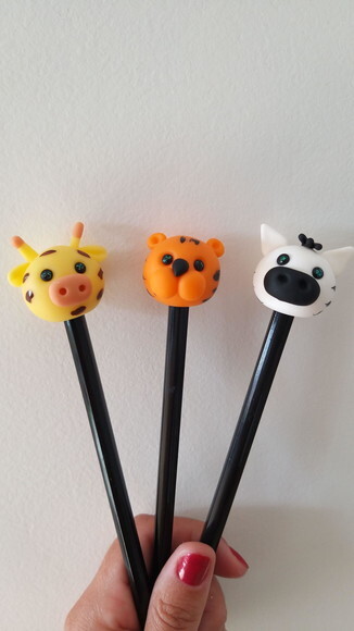 Lápis com Ponteiras de Animais Safari Biscuit