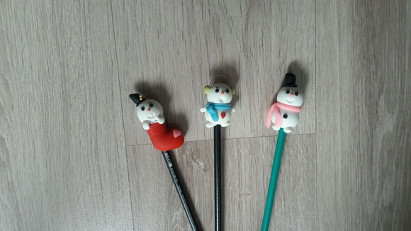 Lapis com ponteiras de natal bonecos de neve