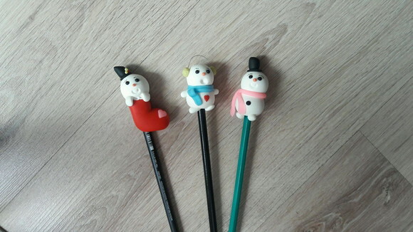 Lapis com ponteiras de natal bonecos de neve