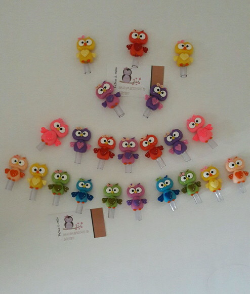 Ponteiras Corujas em Biscuit para Caneta Bic