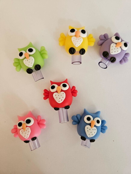 Ponteiras para Caneta Bic Corujinhas em Biscuit