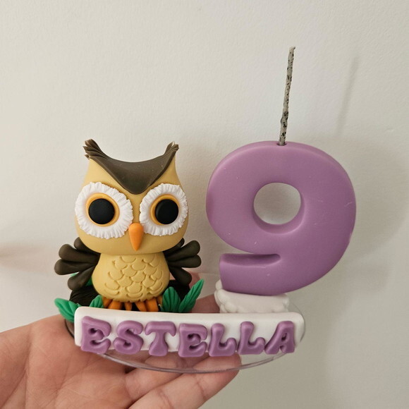 Topo com Vela Corujinha Biscuit