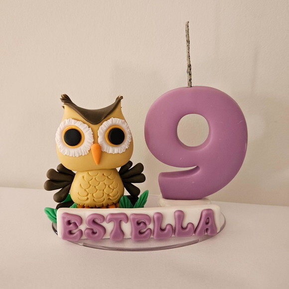 Topo com Vela Corujinha Biscuit