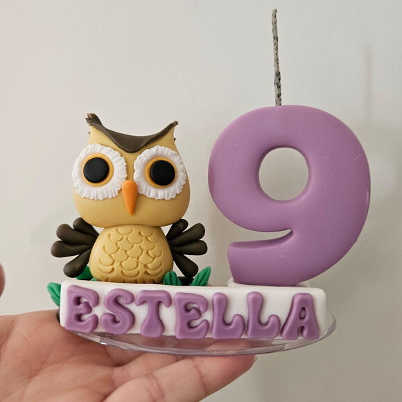 Topo com Vela Corujinha Biscuit
