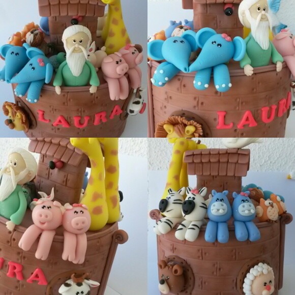Topo de Bolo a Arca de Noe e Seus Animais
