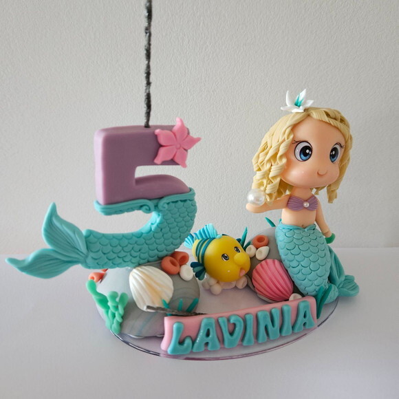 Topo de Bolo Aniversario Sereia Ariel