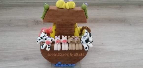 Topo de Bolo Arca de Noé e Animais