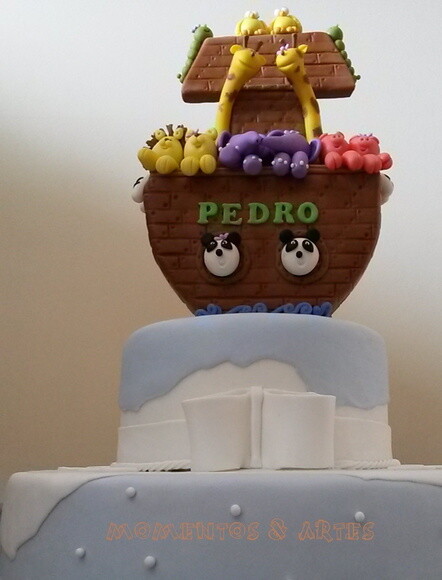 Topo de Bolo Arca de Noé e Animais