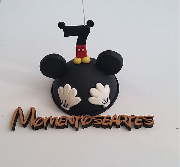 Topo de Bolo Cabeça Mickey com Vela