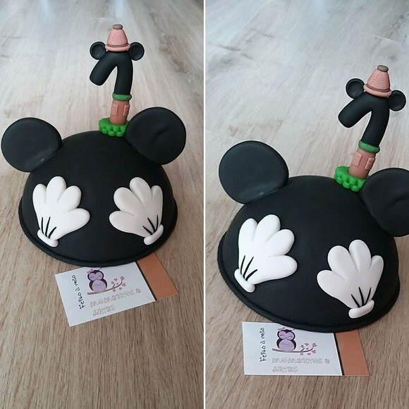 Topo de Bolo Cabeça Mickey com Vela