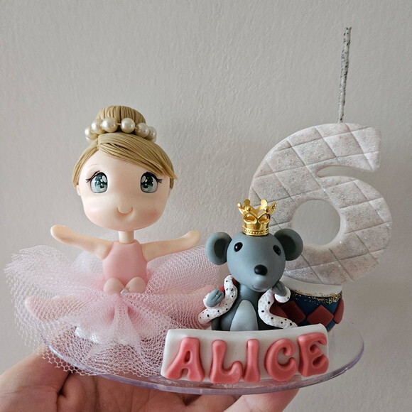 Topo de Bolo com Vela Bailarina e o Quebra Nozes