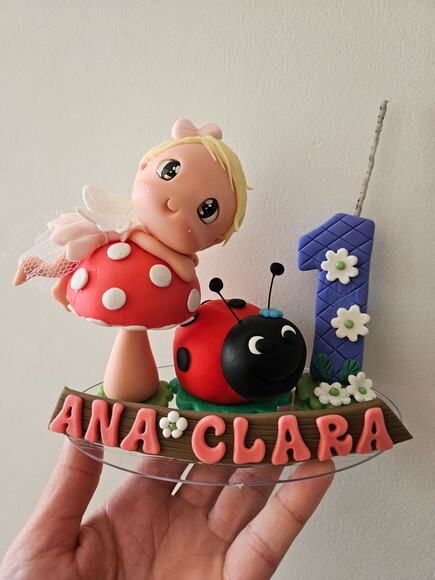 Topo de Bolo com Vela Jardim Personalizada