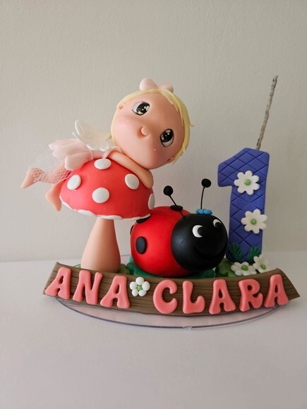 Topo de Bolo com Vela Jardim Personalizada