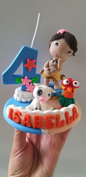 Topo de Bolo Moana com Vela Personalizado