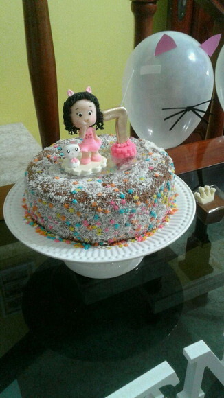 Topo de Bolo Princesa Gatinha com Gatinho Biscuit