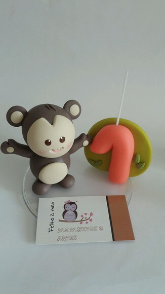 Topo de bolo vela macaco