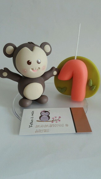 Topo de bolo vela macaco