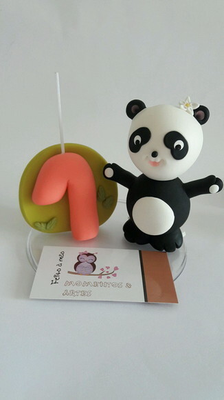 Topo de bolo vela panda