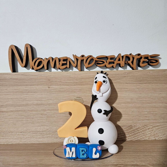 Topo de Bolo Vela Olaf Frozen Biscuit