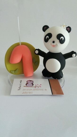 Topo de bolo vela panda
