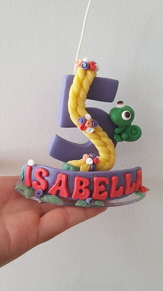 Topo de Bolo Vela Rapunzel