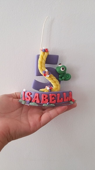 Topo de Bolo Vela Rapunzel