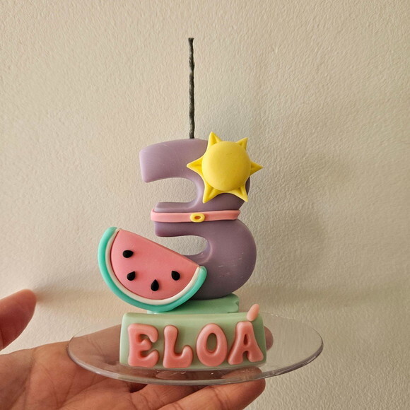 Topo de Bolo Vela Show da Luna Candy Color