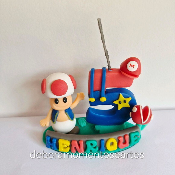 Topo de Bolo Vela Super Mario