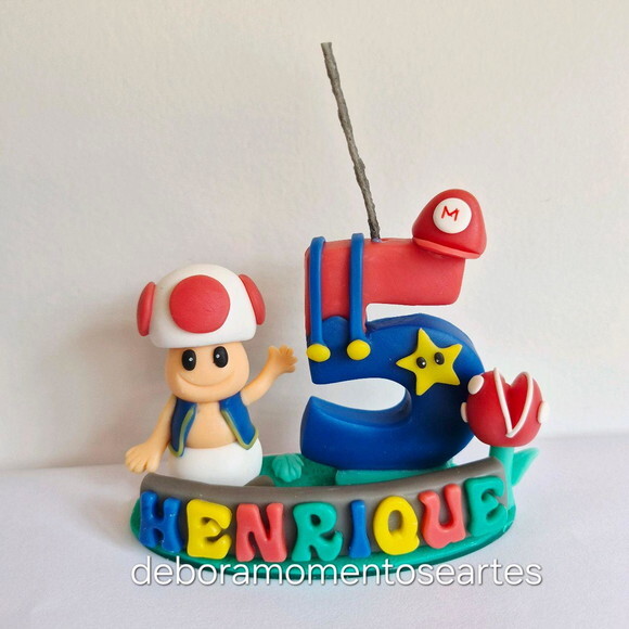 Topo de Bolo Vela Super Mario