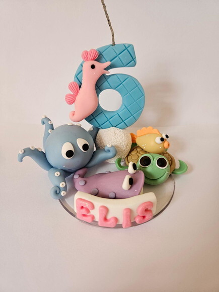 Topo Vela Fundo do Mar Candy Biscuit