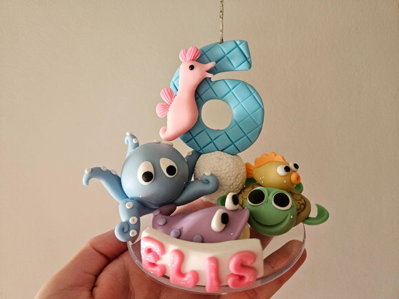 Topo Vela Fundo do Mar Candy Biscuit