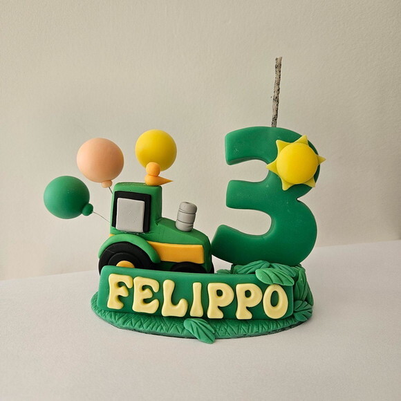 Topo Vela Trator da Fazendinha Personalizada