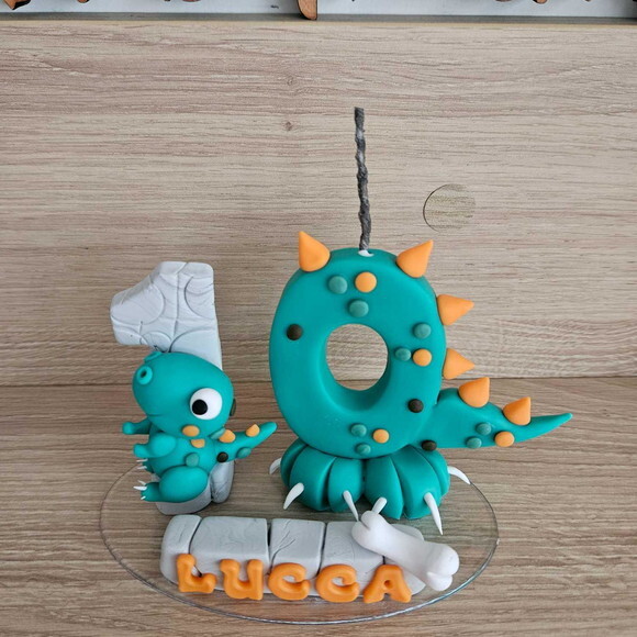 Vela Dinossauro Biscuit 2 Numerais