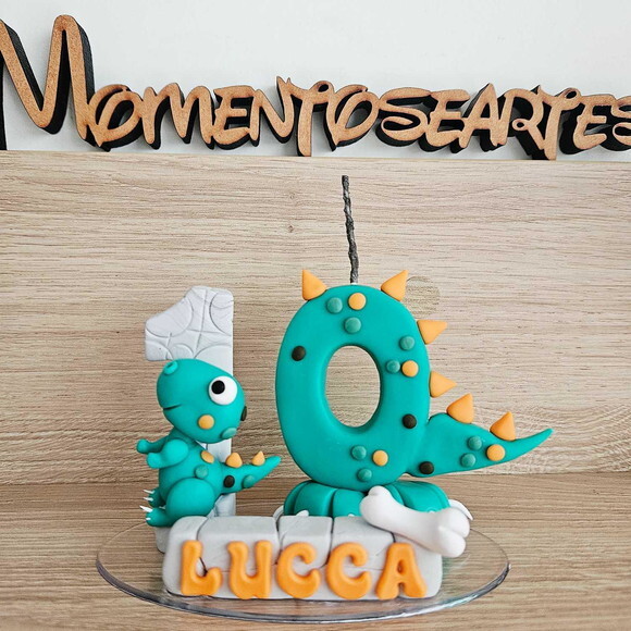 Vela Dinossauro Biscuit 2 Numerais