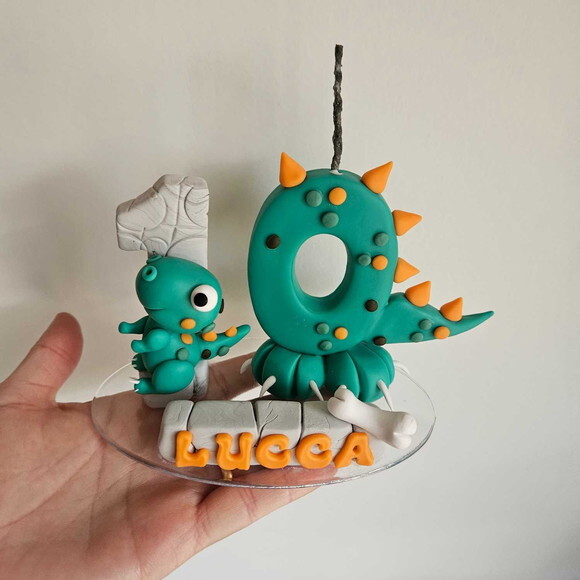 Vela Dinossauro Biscuit 2 Numerais