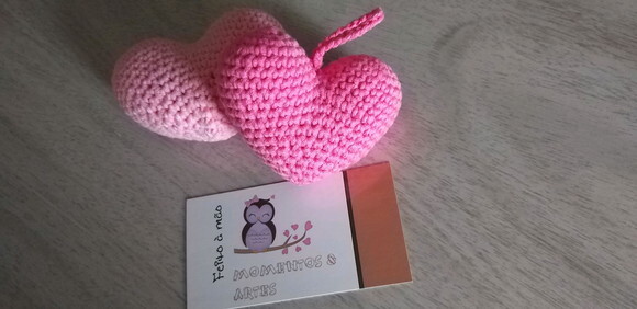 10 Lembrancinha Coração Amigurumi Vermelho