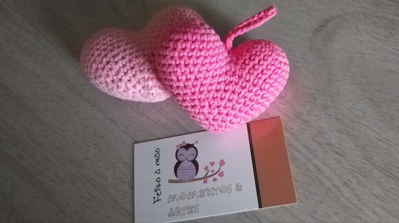 10 Lembrancinha Coração Amigurumi Vermelho