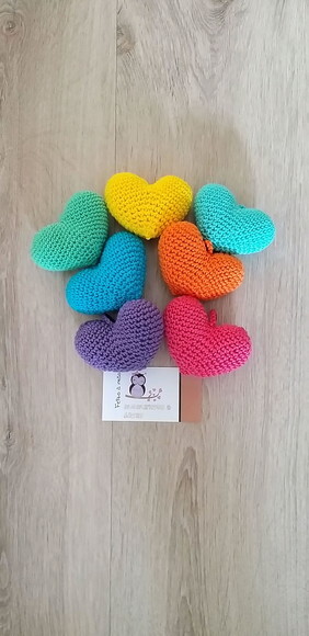 10 Lembrancinha Coração Amigurumi Vermelho