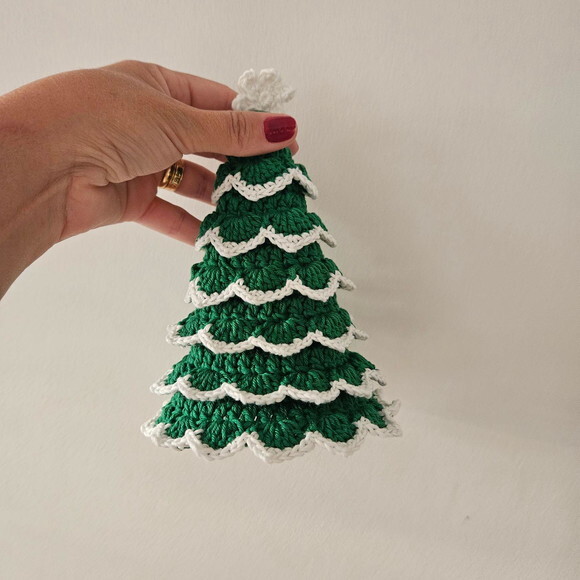 Arvore de Natal de Mesa Crochê com Mini Pisca Pisca