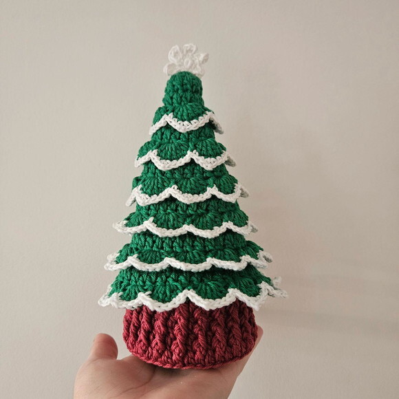Arvore de Natal de Mesa Crochê com Mini Pisca Pisca