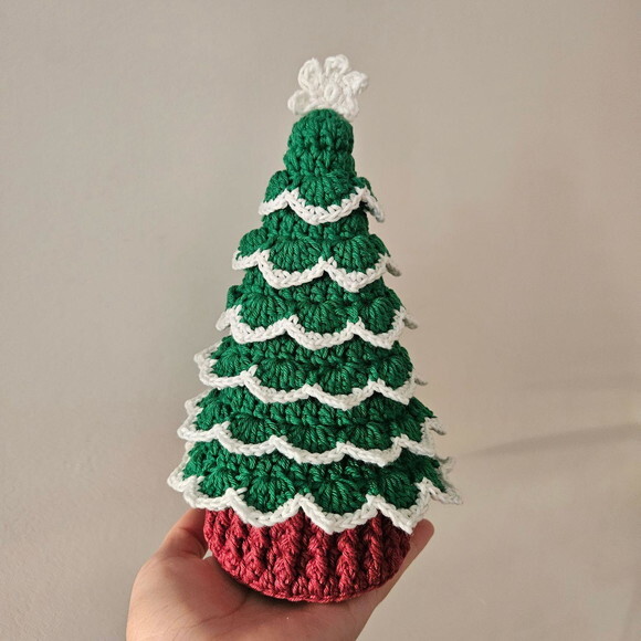 Arvore de Natal de Mesa Crochê com Mini Pisca Pisca