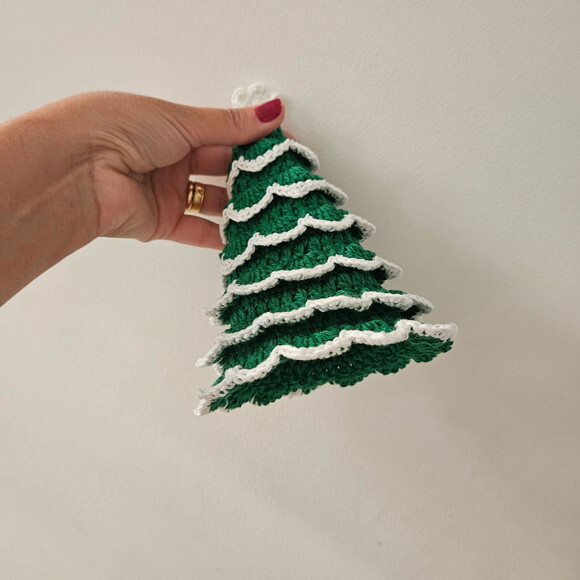 Arvore de Natal de Mesa Crochê com Mini Pisca Pisca