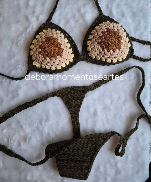 Biquini de Crochê Fio Dental Conjunto