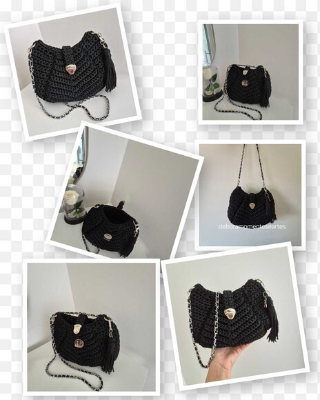 Bolsa de Crochê- Alça Transversal com Fecho Tictac