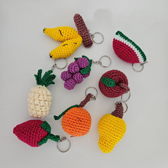 Chaveirinhos Frutas de Crochê Lembrancinha Amigurumi