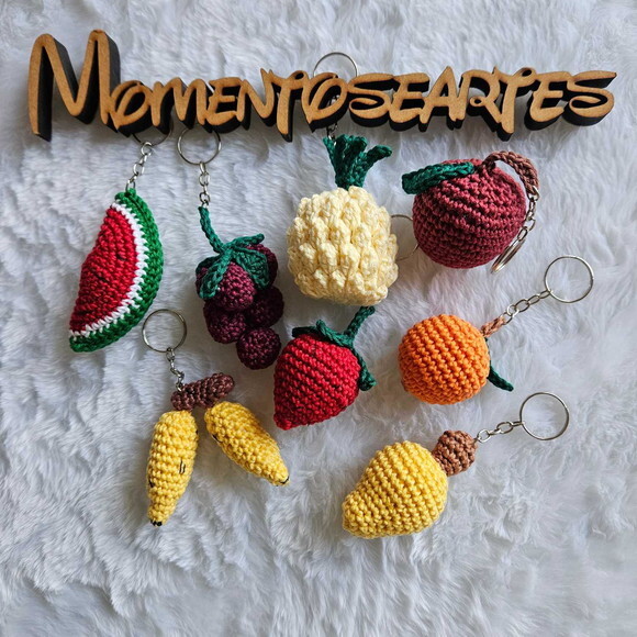 Chaveirinhos Mini Frutas de Crochê Lembrancinha Amigurumi
