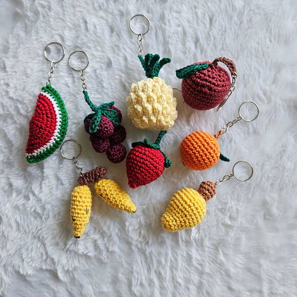 Chaveirinhos Mini Frutas de Crochê Lembrancinha Amigurumi
