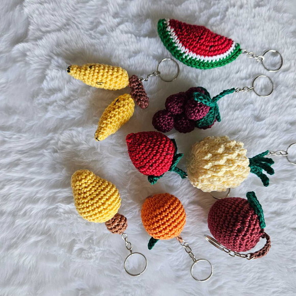 Chaveirinhos Mini Frutas de Crochê Lembrancinha Amigurumi