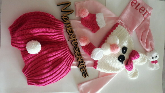 Conjunto Fantasia para Bebê de Crochê Coelha/o