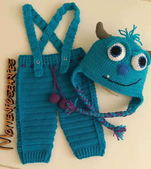 Conjunto para Bebê 2 Peças em Crochê Sulivan Monstros Sa